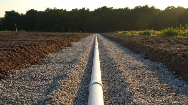 Drainage System Installation in Rural Landscape