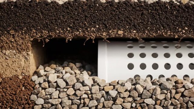 Drainage System with Perforated Pipe in Gravel