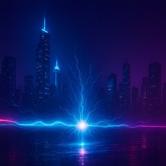 Glowing digital energy waves flowing through a futuristic city &mdash; symbol of technology and connection.
