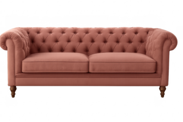 Pink velvet tufted chesterfield sofa for interior design