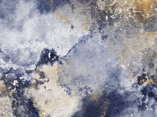 Abstract watercolor illustration with galaxy texture, stone surface and cosmic pattern. Hand drawn design for template, banner, poster and card layout.