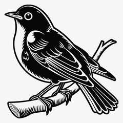 Obraz premium Sparrow line art White background illustration Generative Ai