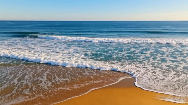 Massive Blue Ocean Waves Breaking on Shore - Cinematic Seascape, Powerful Surf, Coastal Nature Drama