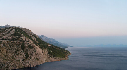 Adriatic coast with mountains and calm sea