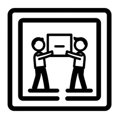 Vector icon of two people holding a box isolated on transparent background