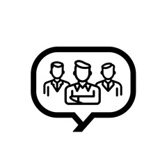 Vector icon of a speech bubble with three military figures isolated on transparent background