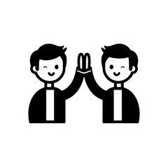 Vector icon of two cheerful people giving a high five isolated on transparent background