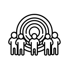 Vector icon of people in front of a target isolated on transparent background