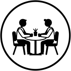 Vector icon of a meeting interview between two people at a table isolated on transparent background