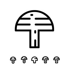 Vector icon set of mushrooms isolated on transparent background