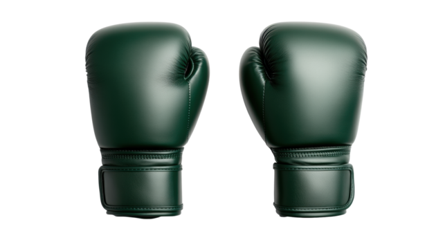 Green Boxing Gloves on Transparent Background