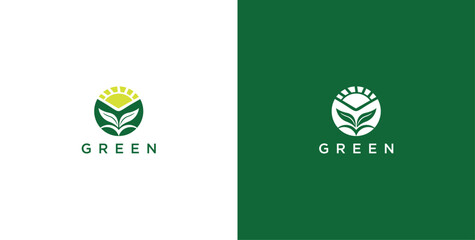 landscape logo with green grass © micky_adb