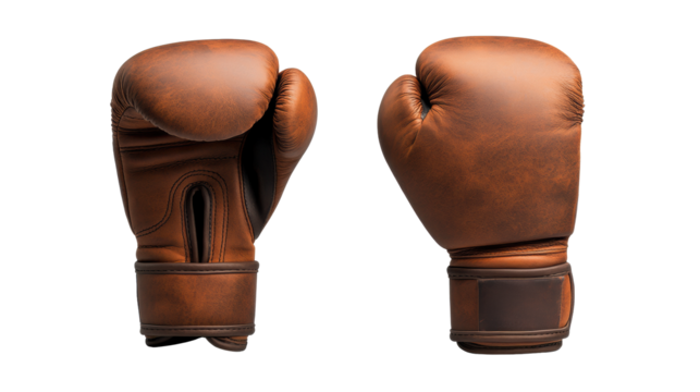 Brown Boxing Gloves on Transparent Background