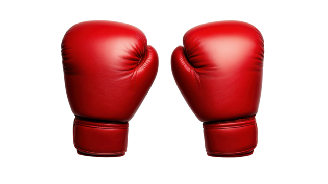 Red Boxing Gloves on Transparent Background