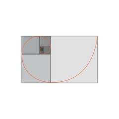 Golden ratio frame on white background. Fibonacci circles,  illustration.