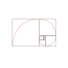 Golden ratio frame on white background. Fibonacci circles,  illustration.