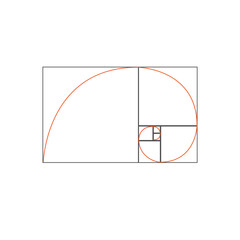 Golden ratio frame on white background, vector. Fibonacci circles, vector illustration.