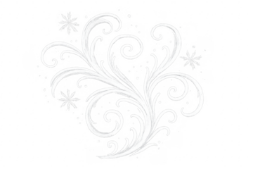 Frosty white winter swirl with snowflakes and ice