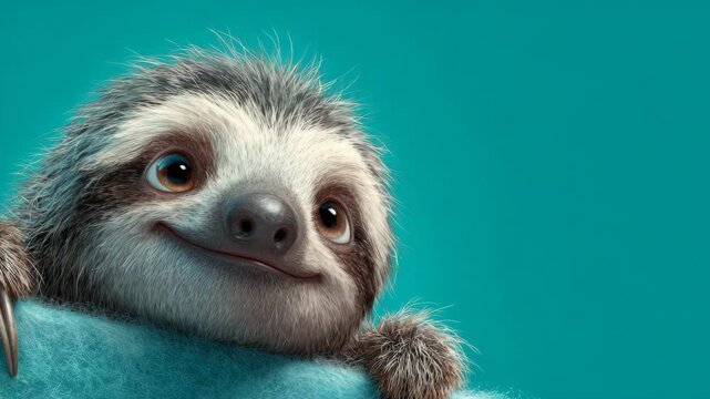 Adorable sloth character with happy face