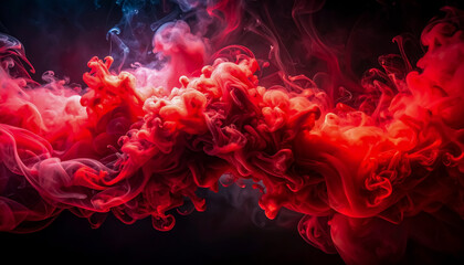 A Vivid Cloud of Red and Blue Ink Swirling in Dark Water for Dramatic Abstract Backgrounds