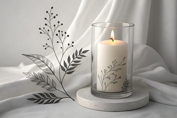 white candle on the table for decoration
