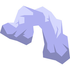 Pale Purple Abstract Archway Shaped Ice Formation With Cracks And Shadows On Transparent Background