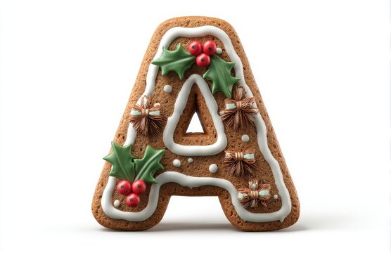 Gingerbread cookie letter a for christmas holiday