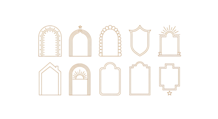 Elegant Golden Outline Frames on Black Background for Graphic Design