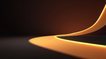 Obraz premium Futuristic Orange Light Curve on Dark Background Creating a Dynamic and Vibrant Atmosphere with Smooth Flow and Abstract Appearance