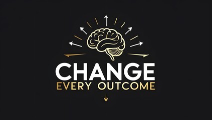 Fototapeta premium Sleek Modern Personal Development Logo: Abstract Glowing Gold Brain and Upward Arrows