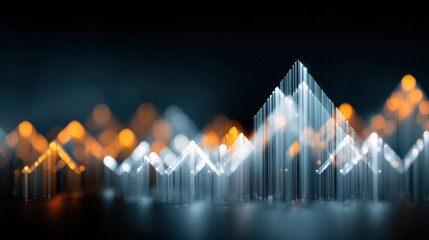 Abstract representation of data visualization with glowing lines and vibrant colors, symbolizing growth, trends, and innovative technology in modern design