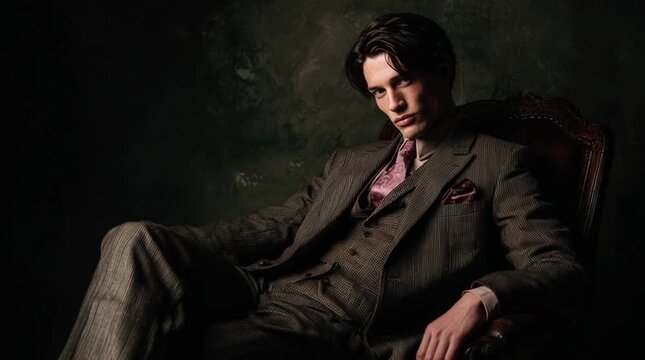 atractivo hombre de empoca elegante con traje clasico de un caballero guapo y formal masculino modelo posando y modelando para la foto sofisticado 