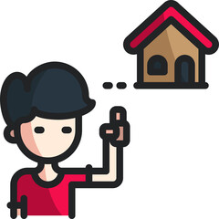 Person Thinking About House Dream Home Ownership Possibility Concept Flat Design Illustration