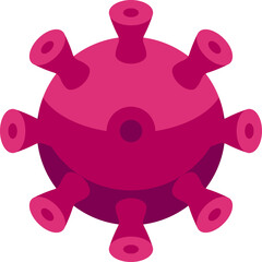 Pink Isometric Virus Icon with Protruding Spikes and Circular Body on Transparent Background