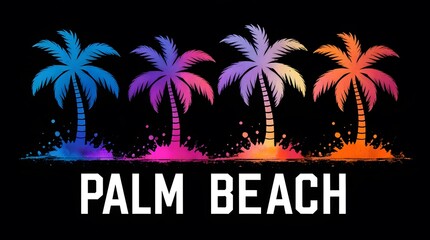 Naklejka premium Colorful Gradient Palm Trees Illustration with Artistic Splash Effect