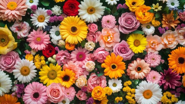 Fresh Daisy and Gerbera Bloom Pattern Background