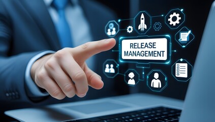 Digital Illustration of Software Deployment and Project Management Workflow