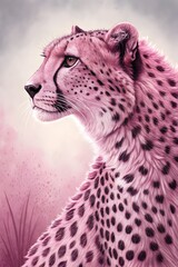 pink leopard portrait