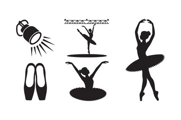 Ballet silhouettes featuring dancers and equipment © Sadek