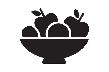 Simple silhouette of a bowl filled with fruit