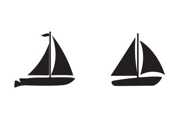 Two black silhouette sailboats on a white background
