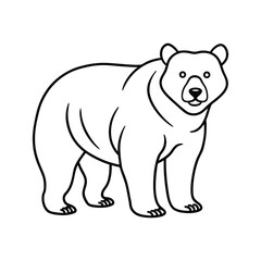 Simple Line Art Illustration of a Standing Bear Animal Icon