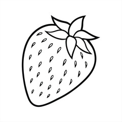 Strawberry outline illustration on white background simple and minimalist design
