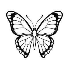 Butterfly outline simple black and white illustration graphic design art