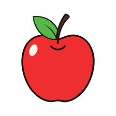 Delicious Red Apple Vector Illustration for Healthy Food and Education