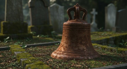 Fototapeta premium Rusty Old Bell in a Cemetery