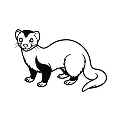 Black footed ferret illustration endangered animal isolated on white background