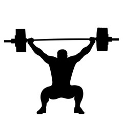 Weightlifter lifting barbell. Weightlifting. Vector illustration.