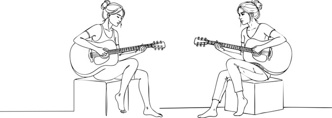 Solo Acoustic Serenity: Woman Lost in Guitar Music