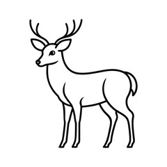Elegant Deer Line Art Vector Illustration Wildlife Mammal Design